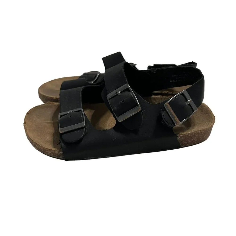 Old Navy Sz 9 Black Faux Leather Sandals